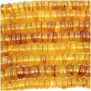 Baltic Amber Yellow to Honey Smooth Hand Cut Rondelle Gemstone Beads (H) Approximate size 2.4 x 6.7mm to 4.8 x 7.4mm 8 inches