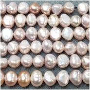 Pearl Freshwater Iridescent Light Peach to Lavender Irregular Flat Back Beads (D) Approximate size 5.9 x 6.8mm to 6.9 x 7.9mm 18 inches