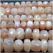 Peach Moonstone Graduated Faceted Disc Gemstone Beads (N) Approximate size 5.64 to 8.69mm 14 inches CLOSEOUT