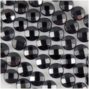 Black Onyx Faceted Round Coin Gemstone Beads (DH) Approximate size 4.9 x 10.1mm to 5.8 x 10.3mm 16 inches