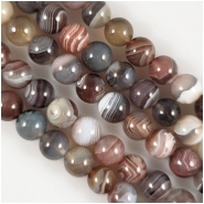 Botswana Agate Round Gemstone Bead (N) Approximate size 7.9 to 8.5mm 15.5 inches