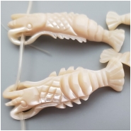 1 Shell Beige White Lip Oyster Hand Carved Lobster Bead Pendant (N) Approximate size 42.2 to 47mm CLOSEOUT