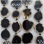 3 Petrified Black Limb Agate Slice Gemstone Beads (N) Approximate size 23.87 x 28.1mm to 33.2 x 40.7mm CLOSEOUT