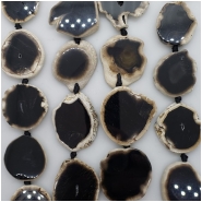 3 Petrified Black Limb Agate Slice Gemstone Beads (N) Approximate size 23.87 x 28.1mm to 33.2 x 40.7mm