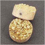 3 Druzy Titanium Coated Gold Coin Bead (E) Approximate size 10.4 to 10.75mm