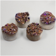 2 Druzy Titanium Coated Purple Coin Bead (E) Approximate size 10.33 to 10.58mm