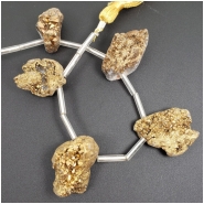 5 Druzy Titanium Coated Gold Top Drilled Raw Pendant Beads (E) Approximate size 13.84 x 22.94mm to 22.44 x 29.3mm