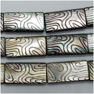 1 Mother of Pearl Carved Rectangle Doublet Bead (N) Approximate size14.55 x 29.1mm to 15.48 x 30.18mm 1 piece