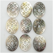 1 Mother of Pearl Pierced Oval Shell Bead (N) Approximate size 23.62 x 30.1mm to 23.83 x 30.6mm 1 piece CLOSEOUT