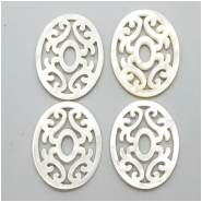 1 Mother of Pearl Pierced Oval Bleached Shell Bead (N) Approximate size 23.15 x 29.96mm to 23.92 x 30.54mm 1 piece CLOSEOUT