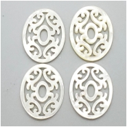 1 Mother of Pearl Pierced Oval Bleached Shell Bead (N) Approximate size 23.15 x 29.96mm to 23.92 x 30.54mm 1 piece
