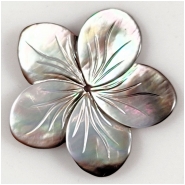 1 Mother of Pearl Carved Flower Center Hole Bead (N) Approximate Size 28.6 to 29.8mm