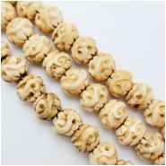Bone Carved Woven 9mm Round Rondelle Vintage Beads (D) 7.5 inches