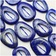 Lapis Lazuli Freeform Hollow 20.5 x 28mm to 26.5 x 35mm Oval Gemstone Beads (N) 15.75 inches
