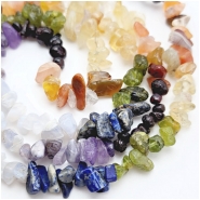 Chakra Multistone Chip Gemstone Beads (NDH) Approximate size 1.5 to 16mm thick 34 inches
