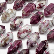 Tourmaline in Quartz Faceted Double Point Graduated Gemstone Beads (N) 10 x 23.4mm 13 x 28.5mm 15 inches