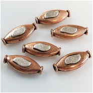 1 Copper and Silver Oval Bead Approximate size 7.6 x 17.6mm to 7.8 x 17.85mm CLOSEOUT