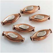 1 Copper and Silver Oval Bead Approximate size 7.6 x 17.6mm to 7.8 x 17.85mm