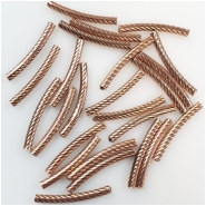 25 Copper Twist Patterned Curved Tube Beads (N) 20 to 21.8mm CLOSEOUT