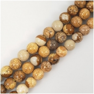 Picture Jasper Round Big Hole Gemstone Beads (N) Approximate size 7.9 to 8.6mm 7.75 to 8 inches