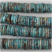 Hubei Turquoise Center Drilled Disc Gemstone Beads (S) Approximate size 12 to 14mm 8 inches