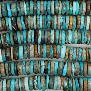 Hubei Turquoise Center Drilled Disc Gemstone Beads (S) Approximate size 13 to 13.9mm 8 inches