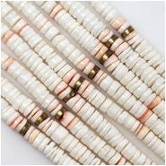 Mixed Shell Graduated Heishi Beads (N) Approximate Size 3.5 to 7.6mm 16inches