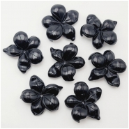 1 Black Agate 25mm Carved Flower Gemstone Center Hole (DH)