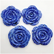 1 Lapis 40mm Carved Flower Gemstone Pendant (N)