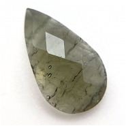 1 Moldavite Faceted Teardrop Raw Back Loose Gemstone Tektite (N) 8.15 x 14.15mm