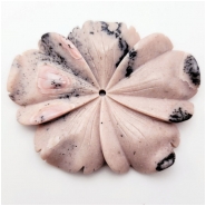 1 Rhodonite 50 x 62mm Carved Flower Gemstone Center Hole (N)
