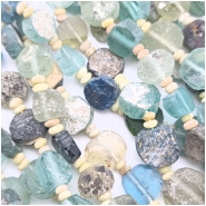 Roman Glass Graduated Freeform Coin Beads (M) 6.8 to 19mm