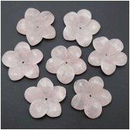 1 Rose Quartz 39mm Carved Flower Gemstone Center Hole (N)