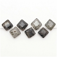 12 Tourmalinated Quartz Faceted Briolette Gemstone Beads (N)