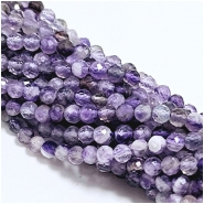 Dog Teeth Amethyst Faceted Round 3.25mm Gemstone Beads (N) 15.5 inches