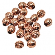100 Copper 3.2mm Corrugated Round Metal Beads (N)
