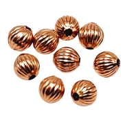 50 Copper 4.8mm Corrugated Round Metal Beads (N)