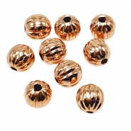 50 Copper 6.3mm Corrugated Round Metal Beads (N)