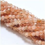 Sunstone Faceted Round 2.5mm Gemstone Beads (N) 15.5 inches