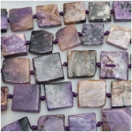 Charoite Hand Carved Square Gemstone Beads (N) Approximate size 11.5 to 14.8mm 14 inches
