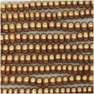 Pearl Button Golden Copper Freshwater Beads (D) Approximate size 7.1 to 7.6mm 16 inches