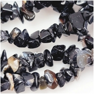 Black Agate Chip Gemstone Beads (DH) Approximate size 2.25 to 13mm 7.5 inches