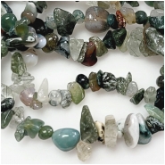 Moss Agate Chip Gemstone Beads (N) Approximate size 1.7 to 12.6mm 7.5 inches