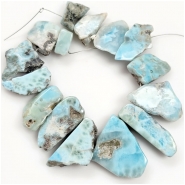 Larimar Graduated Face Polished Top Drilled Nugget Gemstone Beads (N) 8 inches