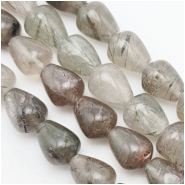 Rutilated Quartz Teardrop Gemstone Beads Green (N) 10 x 12mm