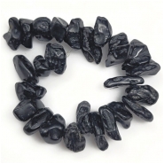 Black Tektite Nugget Top Drilled Beads (N) 15 x 21mm to 11 x 15mm 7 inches