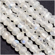 Rainbow Moonstone Hand Faceted Rondelle Gemstone Beads (N) 4mm 13.5 inches