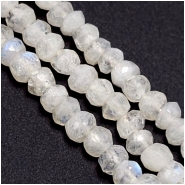 Rainbow Moonstone Hand Faceted Rondelle Gemstone Beads (N) 4mm 11.5 inches