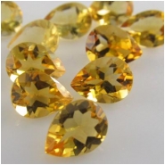 2 Citrine faceted pear loose cut gemstones (H) Approximately 6 x 8mm