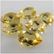 2 Citrine faceted pear loose cut gemstones (H) 5 x 8mm CLOSEOUT